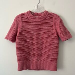 Akris Punto Pink Wool Camel Hair Knit Open Sweater Short Sleeve 10